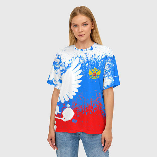 Женская футболка оверсайз Я русский герб / 3D-принт – фото 3