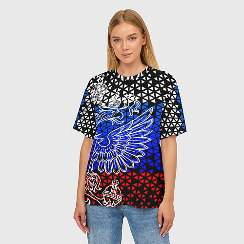 Женская футболка оверсайз Флаг russia / 3D-принт – фото 3