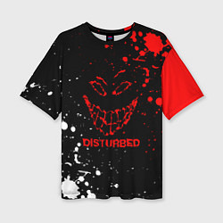 Женская футболка оверсайз Disturbed брызги красок
