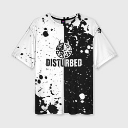 Женская футболка оверсайз Disturbed черное белое