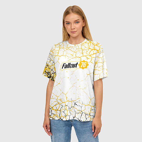Женская футболка оверсайз Fallout 76 Жёлтая выжженная пустошь / 3D-принт – фото 3