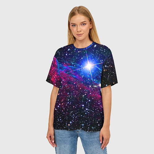 Женская футболка оверсайз Открытый космос Star Neon / 3D-принт – фото 3