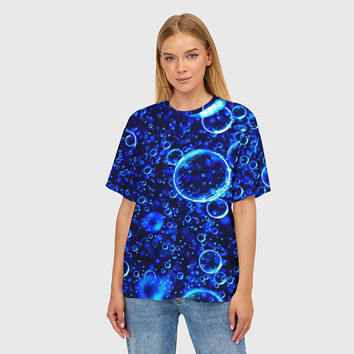 Женская футболка оверсайз Пузыри воздуха в воде Pattern / 3D-принт – фото 3