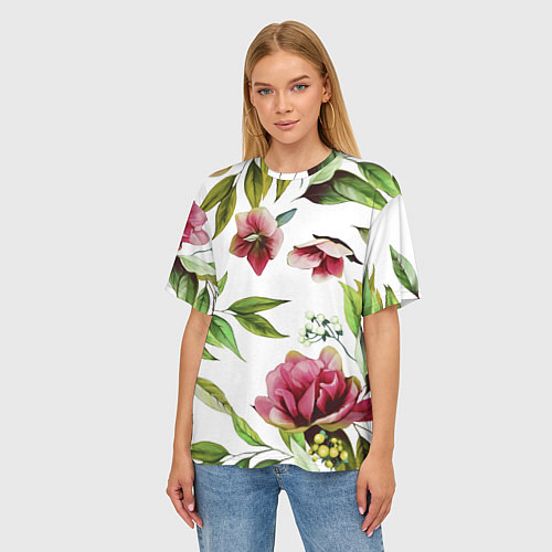 Женская футболка оверсайз Цветы Воздушные / 3D-принт – фото 3