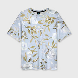 Женская футболка оверсайз Цветы Золотые Листья