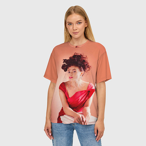 Женская футболка оверсайз Актриса Хелена Бонэм Картер / 3D-принт – фото 3