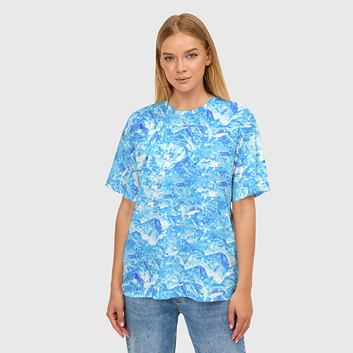 Женская футболка оверсайз Сапфировые Кубики Льда / 3D-принт – фото 3