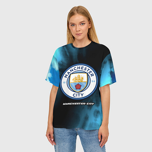 Женская футболка оверсайз МАНЧЕСТЕР СИТИ Manchester City 5 / 3D-принт – фото 3