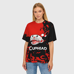 Футболка оверсайз женская Cuphead монстр чашечка, цвет: 3D-принт — фото 2