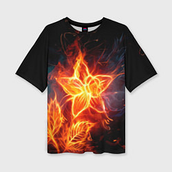 Футболка оверсайз женская Flower Neon Fashion 2035 Flame, цвет: 3D-принт