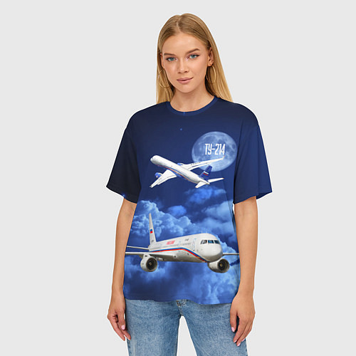 Женская футболка оверсайз Пассажирский самолет Ту-214 / 3D-принт – фото 3
