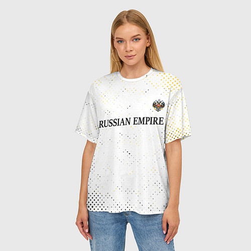 Женская футболка оверсайз RUSSIAN EMPIRE - ГЕРБ Гранж FS / 3D-принт – фото 3
