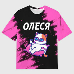 Футболка оверсайз женская Олеся - КОШЕЧКА - Краски, цвет: 3D-принт