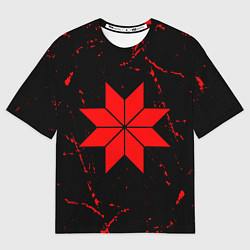 Футболка оверсайз женская СИМВОЛЫ РУСИ - АЛАТЫРЬ - Гранж, цвет: 3D-принт