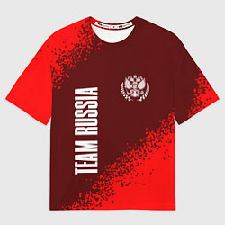 Футболка оверсайз женская РОССИЯ - ГЕРБ Team Russia Спрей, цвет: 3D-принт