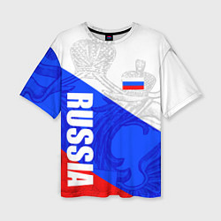 Футболка оверсайз женская RUSSIA - SPORTWEAR - ТРИКОЛОР, цвет: 3D-принт