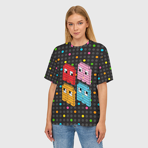 Женская футболка оверсайз Pac-man пиксели / 3D-принт – фото 3
