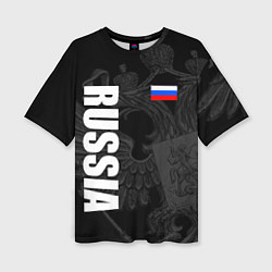 Женская футболка оверсайз RUSSIA - BLACK EDITION