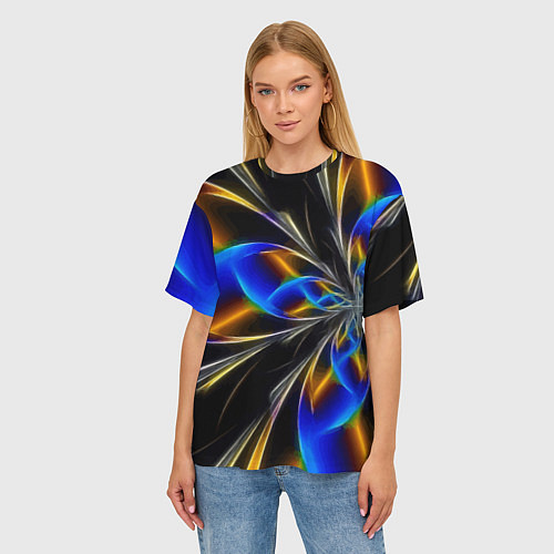 Женская футболка оверсайз Neon vanguard pattern Fashion 2023 / 3D-принт – фото 3