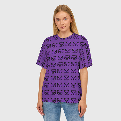 Женская футболка оверсайз Purple Panda / 3D-принт – фото 3