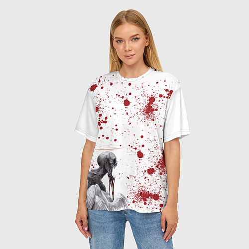 Женская футболка оверсайз Смерти подобно - кричит и кровь изо рта / 3D-принт – фото 3