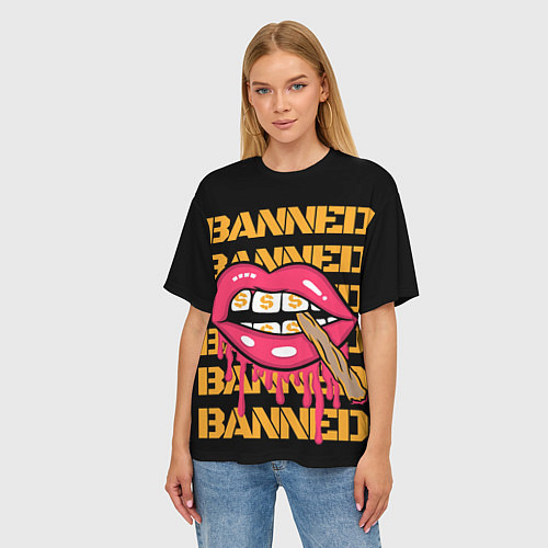 Женская футболка оверсайз Banned / 3D-принт – фото 3