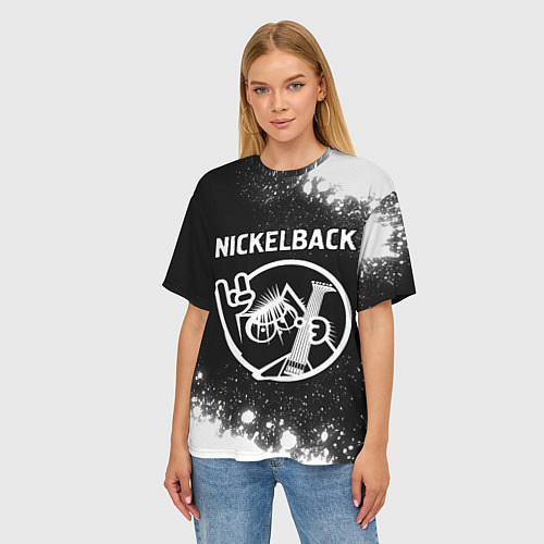 Женская футболка оверсайз Nickelback КОТ Брызги / 3D-принт – фото 3