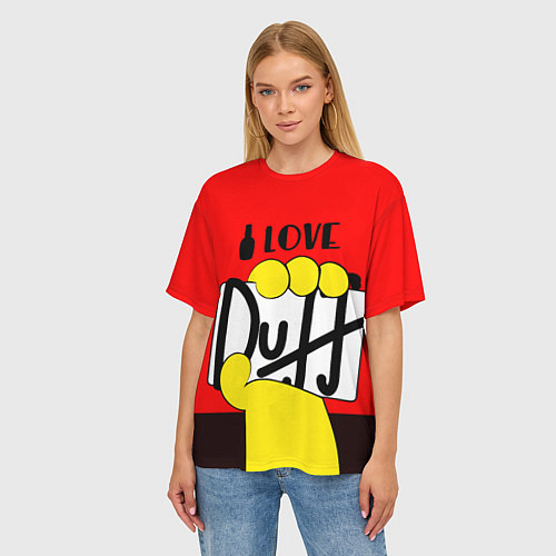 Женская футболка оверсайз Love Duff / 3D-принт – фото 3