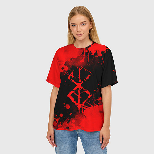 Женская футболка оверсайз КЛЕЙМО ЖЕРТВЫ - BERSERKБЕРСЕРК / 3D-принт – фото 3