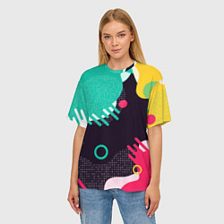 Футболка оверсайз женская АБСТРАКТНАЯ ЦВЕТНАЯ ЗАЛИВКА, цвет: 3D-принт — фото 2