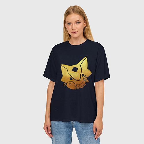 Женская футболка оверсайз Sky Кошачья Маска / 3D-принт – фото 3