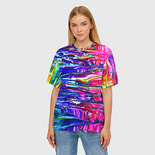 Женская футболка оверсайз Абстракция масляными красками / 3D-принт – фото 3