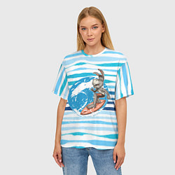 Футболка оверсайз женская Ослик Серфинг, цвет: 3D-принт — фото 2
