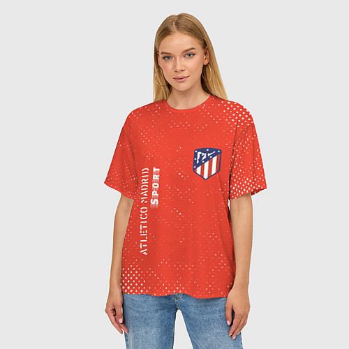 Женская футболка оверсайз АТЛЕТИКО Atletico Madrid Sport Гранж / 3D-принт – фото 3