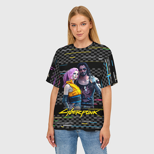 Женская футболка оверсайз Johnny и Vi Girl / 3D-принт – фото 3