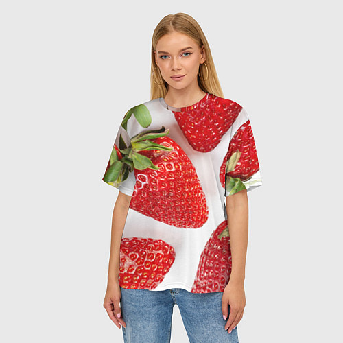 Женская футболка оверсайз Strawberries / 3D-принт – фото 3