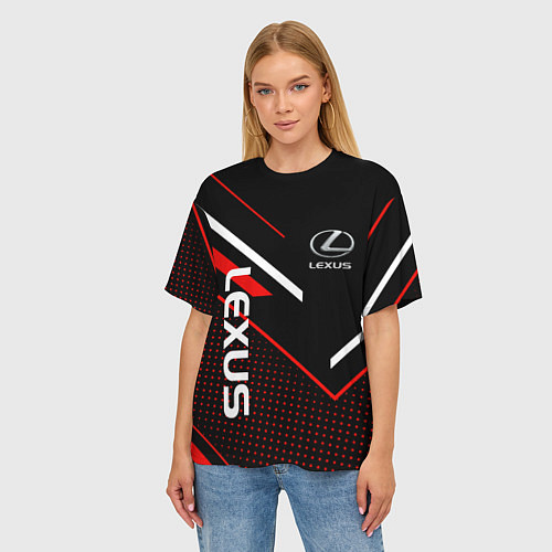 Женская футболка оверсайз LEXUS ЛЕКСУС СОВРЕМЕННЫЙ / 3D-принт – фото 3