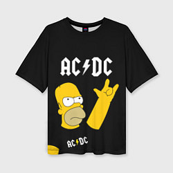 Женская футболка оверсайз AC DC ГОМЕР СИМПСОН SIMPSONS