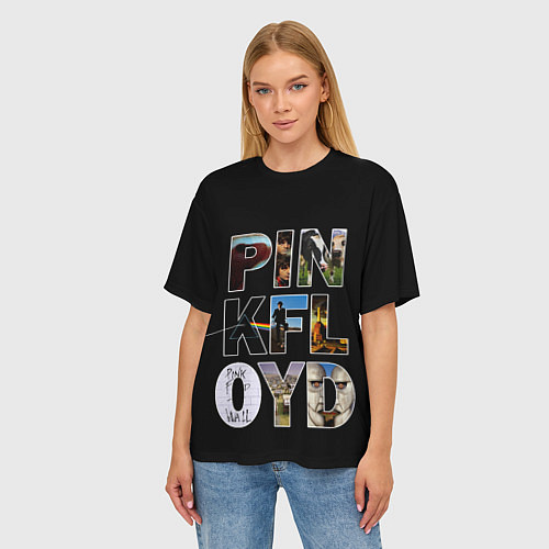 Женская футболка оверсайз PINK FLOYD АЛЬБОМЫ / 3D-принт – фото 3