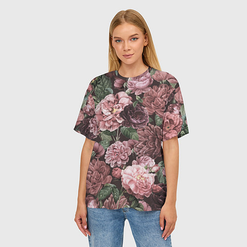 Женская футболка оверсайз Цветы Полные Любви / 3D-принт – фото 3