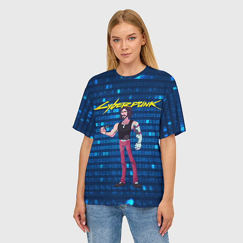 Женская футболка оверсайз Johnny Cyberpunk Джонни / 3D-принт – фото 3