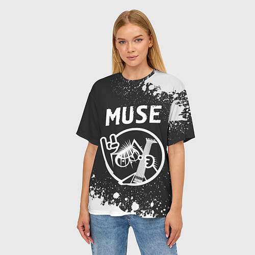 Женская футболка оверсайз Muse КОТ Брызги / 3D-принт – фото 3
