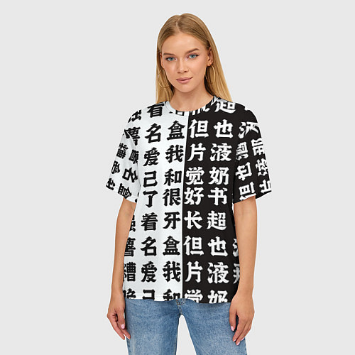 Женская футболка оверсайз Японские иероглифы Япония Tokyo / 3D-принт – фото 3