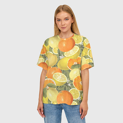 Женская футболка оверсайз Апельсины и Лимоны / 3D-принт – фото 3