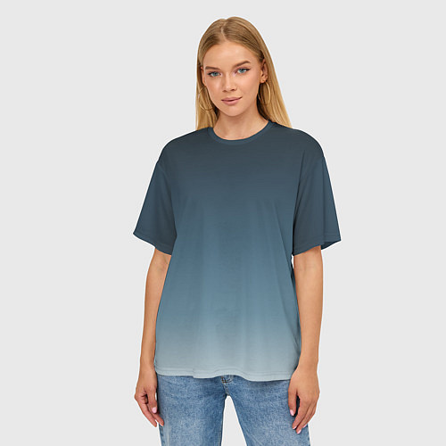 Женская футболка оверсайз GRADIENT shades of blue / 3D-принт – фото 3