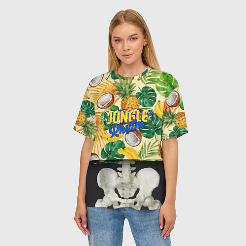 Женская футболка оверсайз Тропики Ритм Джунглей Ананасы Кокосы Бананы / 3D-принт – фото 3