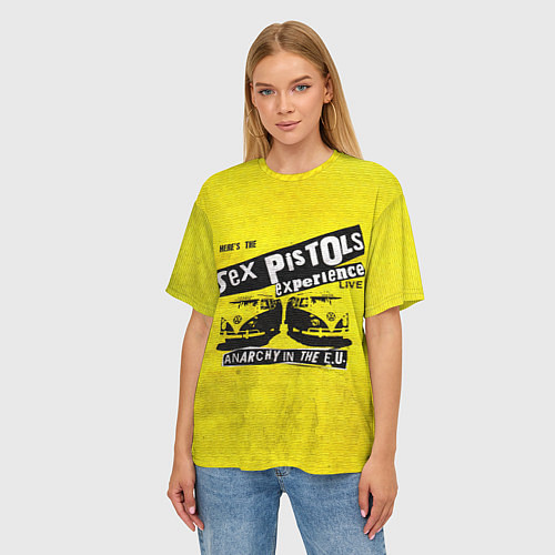 Женская футболка оверсайз Sex Pistols experience LIVE / 3D-принт – фото 3