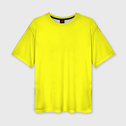 Женская футболка оверсайз Однотонный неоновый лимонный желтый тон