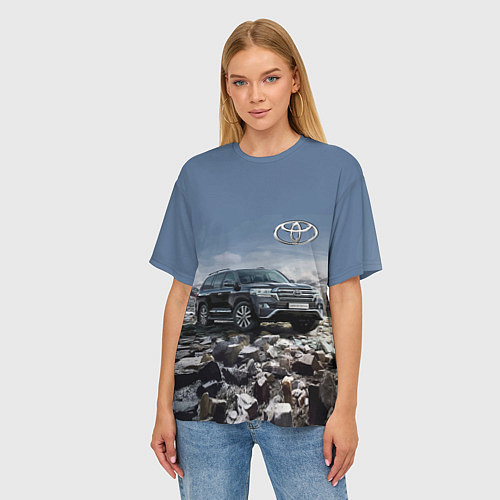 Женская футболка оверсайз Toyota Land Cruiser 200 V8 / 3D-принт – фото 3