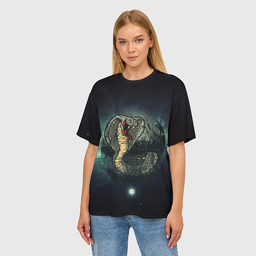 Женская футболка оверсайз Большая ядовитая змея / 3D-принт – фото 3